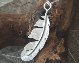 Sterling silver feather pendant