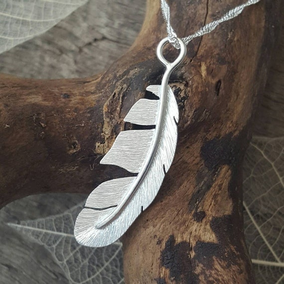 Sterling silver feather pendant
