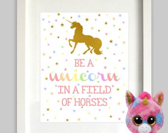 Rainbow Unicorn Party Sign // Be A Unicorn // Unicorn Birthday // Unicorn Art Print // Unicorn Poster // Rainbow Art // Unicorn Printable