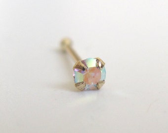 9K Solid Gold Nose Stud - Nose Stud - Crystal Nose Stud - Tiny Nose Stud - Nose Jewelry - Nose Piercing - Nostril Stud - Nostril Jewelry