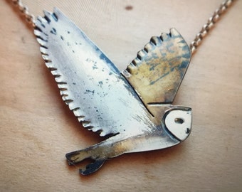 Sterling Silver Barn Owl Necklace