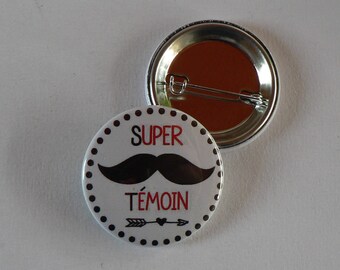 Badge 38mm Mariage Cadeau Témoin de mariage Moustache.