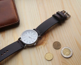 Leather Watch Strap, Horween Chromexcel #8 Leather Band, Handmade Watch Strap - 16mm, 18mm, 20mm, 22mm.