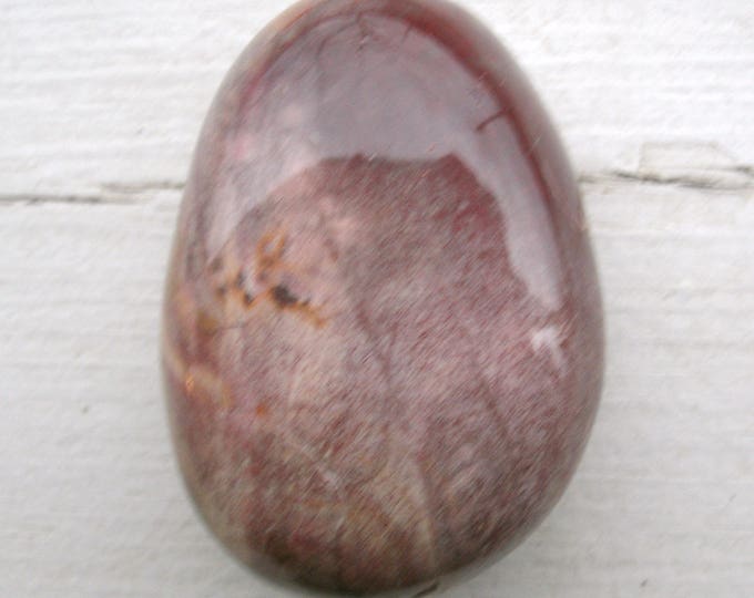 Petrified Wood , 102grams or 3.6 oz, about 2 1/2" long, polished palm stone, Salicified Wood, fossil wood, dark red, honey tone, pinkish