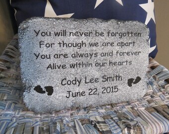 Personalized Child or Infant Loss Sympathy Remembrance Stone / 6 x 9 Concrete / Gift / Memorial Stone for Garden / Grief / Grave Marker