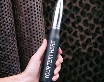 30MM Cannon Round from an A-10 Thunderbolt II "Warthog" in Black With Aluminum Milled Tip. Made in the USA. Military Gift.
