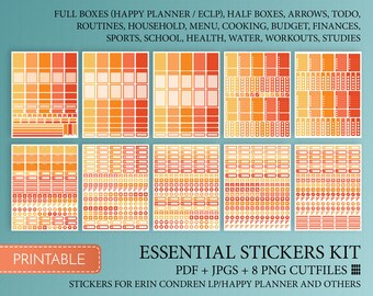 Happy Planner Stickers Planner Stickers Orange Autumn Fall PRINTABLE Weekly Planner Stickers Cutfiles. Made To Fit Erin Condren Planner