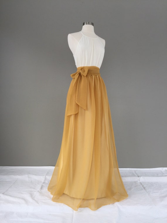 ANTIQUE GOLD chiffon skirt any length and color by shopVmarie