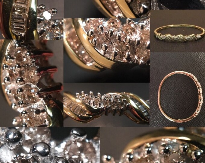 Storewide 25% Off SALE Vintage 10k Solid Gold One Carat Diamond Cuff Bracelet Featuring Emerald & Princess Cut Channel Set Diamonds
