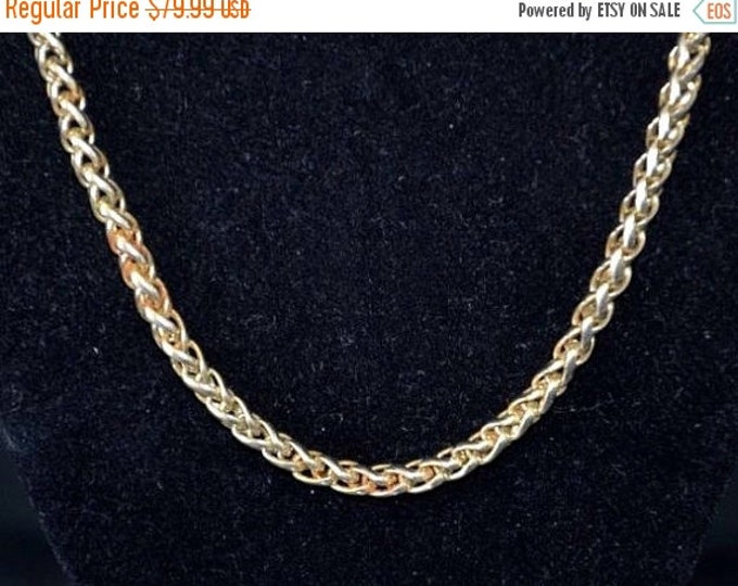 Storewide 25% Off SALE Beautiful Vintage 14KGP Heavy Gold Interlocking Designer Chain Necklace Featuring Beautiful Timeless Weighted Design
