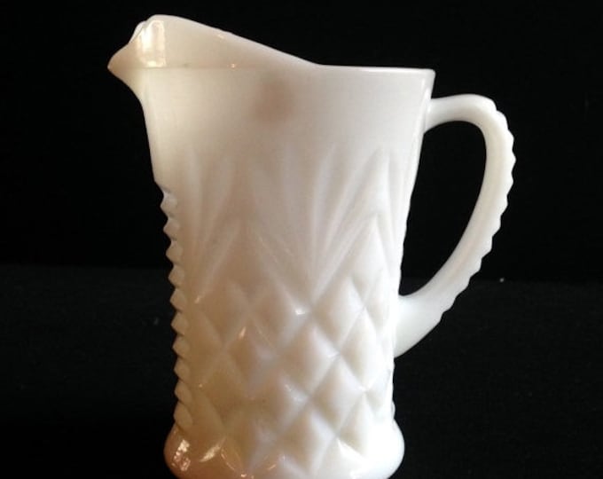 Storewide 25% Off SALE Vintage Fenton White Milk Glass Textured Creamer Serving Pitcher Featuring Unique Imprinted Modern Design With Classi