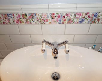 Vintage Chintz Patchwork Mosiac Border Tiles