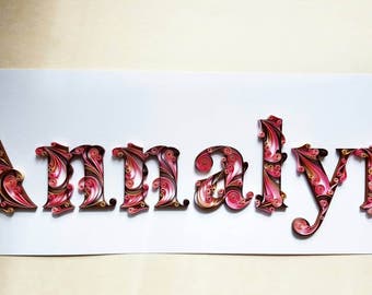 Custom Name Art, Personalized Name, Wall Art, Handmade Artwork, Home Decor, Wall Decor, Gift for Her, Quilling Name, Birthday Gift