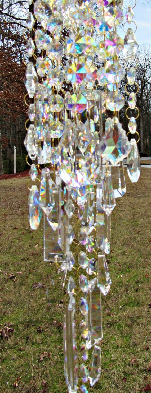 Crystal Wind Chimes Crystalwindchime Crystal Sun Catcher Ab Wind Chime Garden Décor Glass