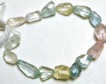 Full Stand 8.5 inch Natural Gemstone Super Quality Multicolor Aquamarine Faceted Nuggets Beads 12 TO 22 MM Size