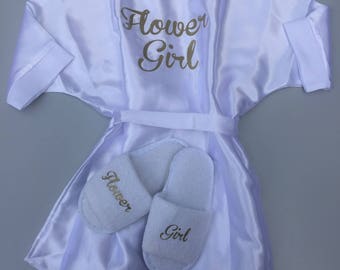 Flower girl robe , flower girl slippers , will you be my flower girl , bridesmaid robe, bridesmaid slippers, will you be my bridesmaid