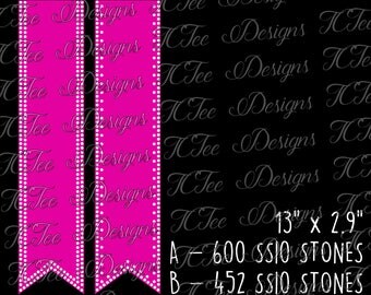 Cheer Bow Double Outline - Rhinestone Template - SVG Design Download - Vector Cut File