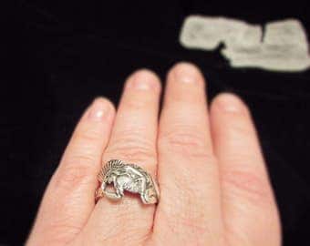 Sterling Silver Spoon Ring.Stunning Native American Indian Warrior. Highly detailed spoon ring.