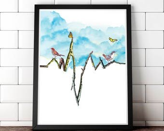 EKG anatomical heart art print gift for doctor nurse medical art heart beat art Physicians Assistant cardiology Heart attack transplant