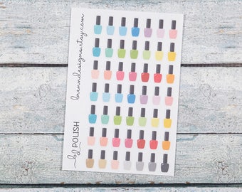 Nail Polish Stickers, Manicure Icons, Spa Day Stickers, Icon Planner Stickers