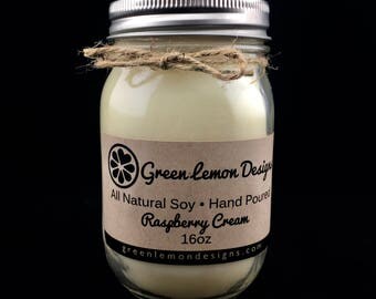 Raspberry Cream Soy Candle, All Natural Soy Wax Candle, Scented Candle, High Quality Candle, Hand Made Soy Candle, Wax Melt