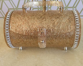 Gorgeous Myles Originals Lucite Purse with glitter confetti and rhinestones!
