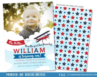 Airplane Birthday Invitation, Airplane Invitation, Time Flies Birthday Invitr, First Birthday 1st Birthday Boy Birthday Invitation