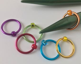 JUMBO Snag Free Stitch Markers - Rainbow - Multicolored - US 17 (12 mm)