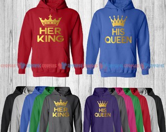 Her King & His Queen - Matching Couple Hoodie - His and Her Hoodies - Love Sweaters