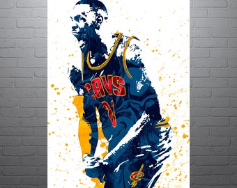 LeBron James Cleveland Cavaliers, Sports Art Print, Basketball Poster, Kids Decor, Watercolor Abstract Drawing Print, Modern Art