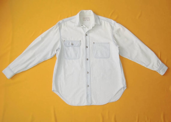 Ralph Lauren Shirt Vintage 90s Dungaree Designer Cotton Solid