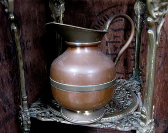 Brass And Copper Jug, Brass Jug, Copper Jug, Vintage Pitcher, Copper Pitcher, Vintage Brassware, Rustic, Copper Vase, Brass Vase, Shabby