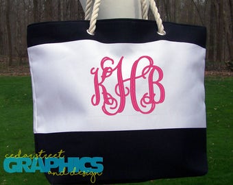 Monogrammed Beach bag - Personalized Tote Bag - Embroidered Beach Tote - Wedding party gift - Destination wedding - Mother's Day gift