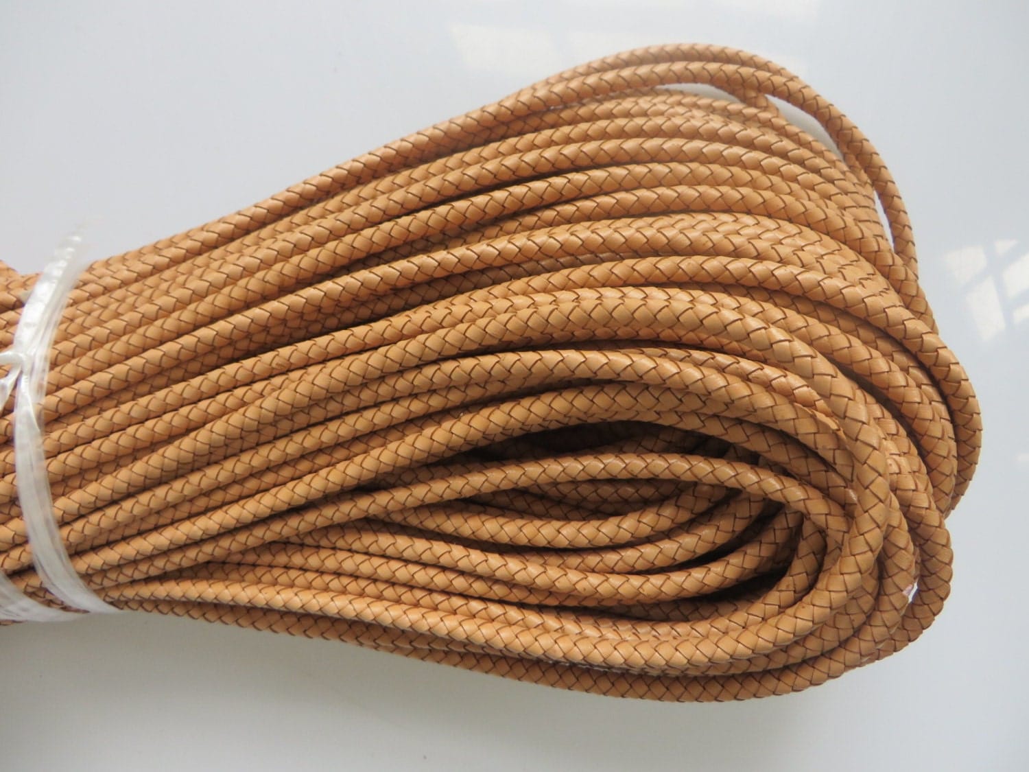 6mm Round Natural Braided Leather Cord Genuine Bolo Leather