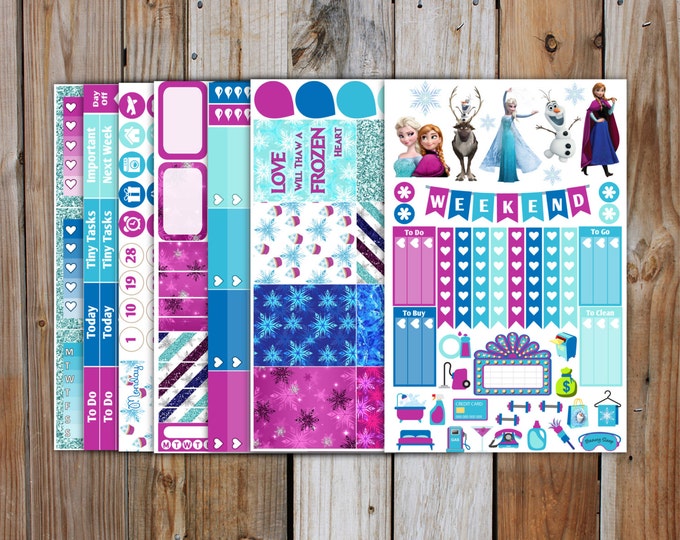 Frozen Planner Stickers Kit (7 pages) | Christmas Planner Sticker Kit | for use with ERIN CONDREN LifePlanner