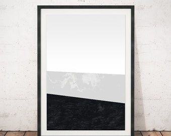 Scandinavian art, Modern house art, Chic decor, Monochrome poster, Abstract poster, Black and white, Print art, Wall art, Office decor, A4