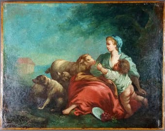 Antique Oil Painting Old Vintage Original Ancien Tableau Peinture Huile