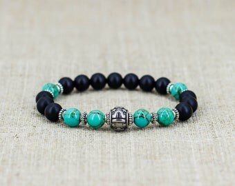 Turquoise bracelet Black onyx bracelet Healing crystal and stones Boho jewelry Zodiac-bracelet Zodiac-jewelry Libra-bracelet Libra-jewelry