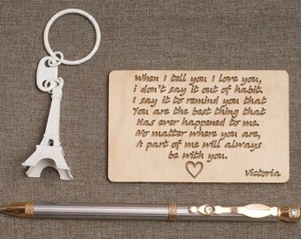Personalized Wallet insert Card, Custom wooden Wallet Insert card, Engraved Wallet Card, Gift for Men, Deployment Gift, Gift for Him,