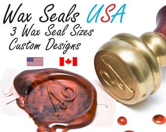 Wax Seal Stamp, Custom Wax Seal Stamp USA, Wedding Wax Seal Stamp - 3 Sizes to choose from - Your artwork on a Wax Seal