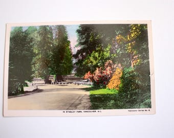 Stanley Park Vancouver/ Real Photograph Postcard / Handcoloured / Fred Spalding / British Columbia postcard