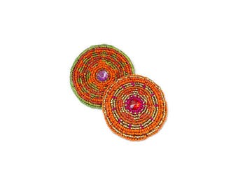 Gul-i-peron Afghani Beadwork Kuchi Accessories Tribal Beadwork Tribal Talisman Ethnic Beadwork Beaded Medallion Gul i Peron Tribal Disk