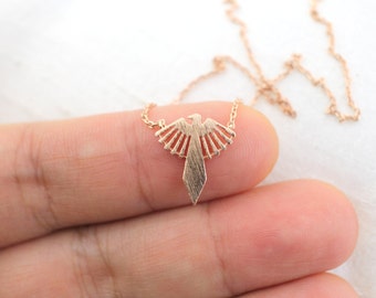 Dainty Necklace, Rose Gold Eagle Charm Necklace,Bridesmaid Gift,Birthday Gift,Eagle Necklace -6030