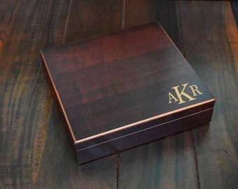 Engraved Groomsman Gift Box, 2 Sizes, Groomsmen Wedding Favors, Monogram Gift, Personalized Cigar Box, Custom Wood Wedding Box, Keepsake Box