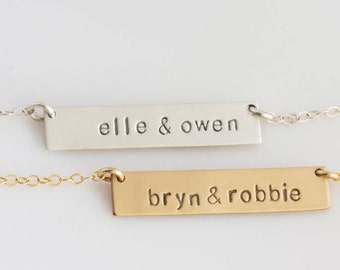 Bar Necklace Personalized Name Plate , Gold Bar Necklace,Gold Name Necklace,Name Bar Necklace,Gift for Her,Gold,Silver,LEILAjewelryshop,N245