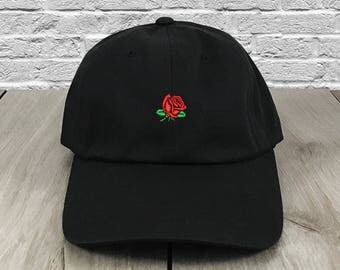 Rose Dad Hat Black Flexfit Yupoong Vintage Strapback Hat Cap Supreme Anti Social Social Club Saint Pablo Yeezy Lil Uzi Vert