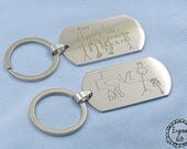 My Kids Drawing Engrave on Stainless Steel Army Dog Tag Custom HandwritingNecklace/Keyring