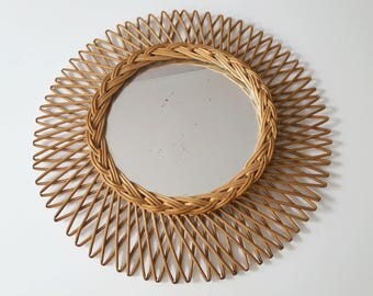 Mirror Wicker rattan design to 1970 diameter 37 cm - 20774