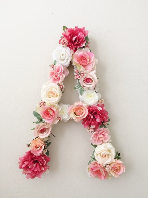 Custom 24 inch Silk Floral Letter Flower Decoration for