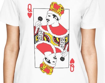 Queen Band shirt Freddie Mercury t shirt with playing card Queen T-Shirt Funny Women Graphic Tee Music Band T-Shirts Girlfriend Gift for Her